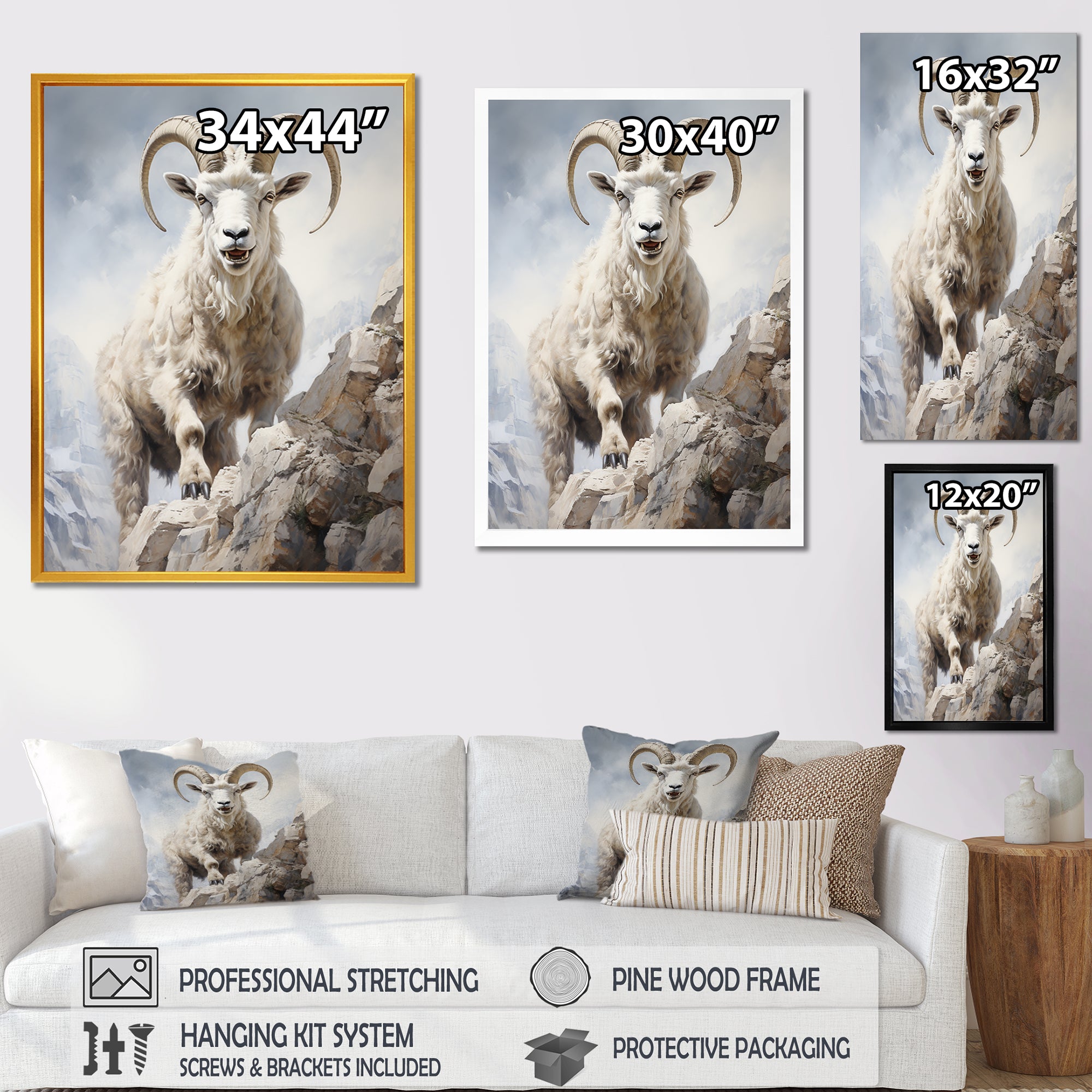 Cliff Climber Chamois goat - Goat Framed Canvas Art
