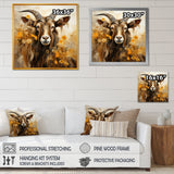 Yellow and brown Goat floral meadow - Goat Living Room Wall Art