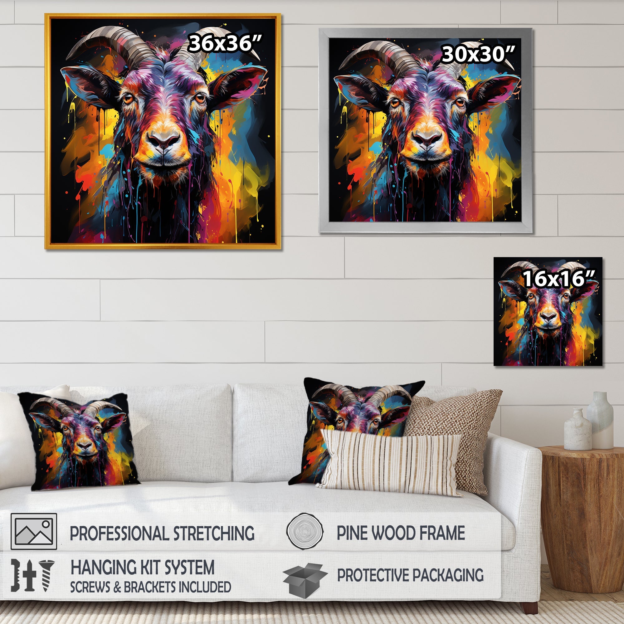 Popart Goat gazing portrait - Goat Wall Decor