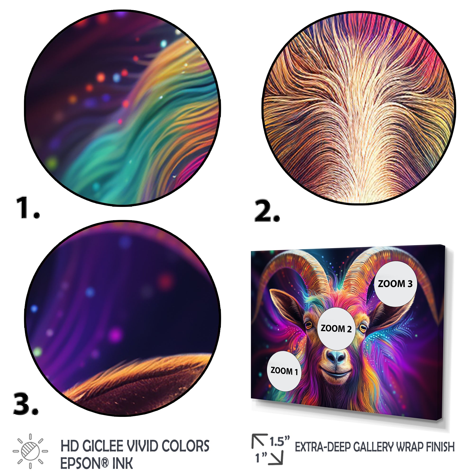 Celestial Gazing Goat portrait - Goat Wall Art Prints