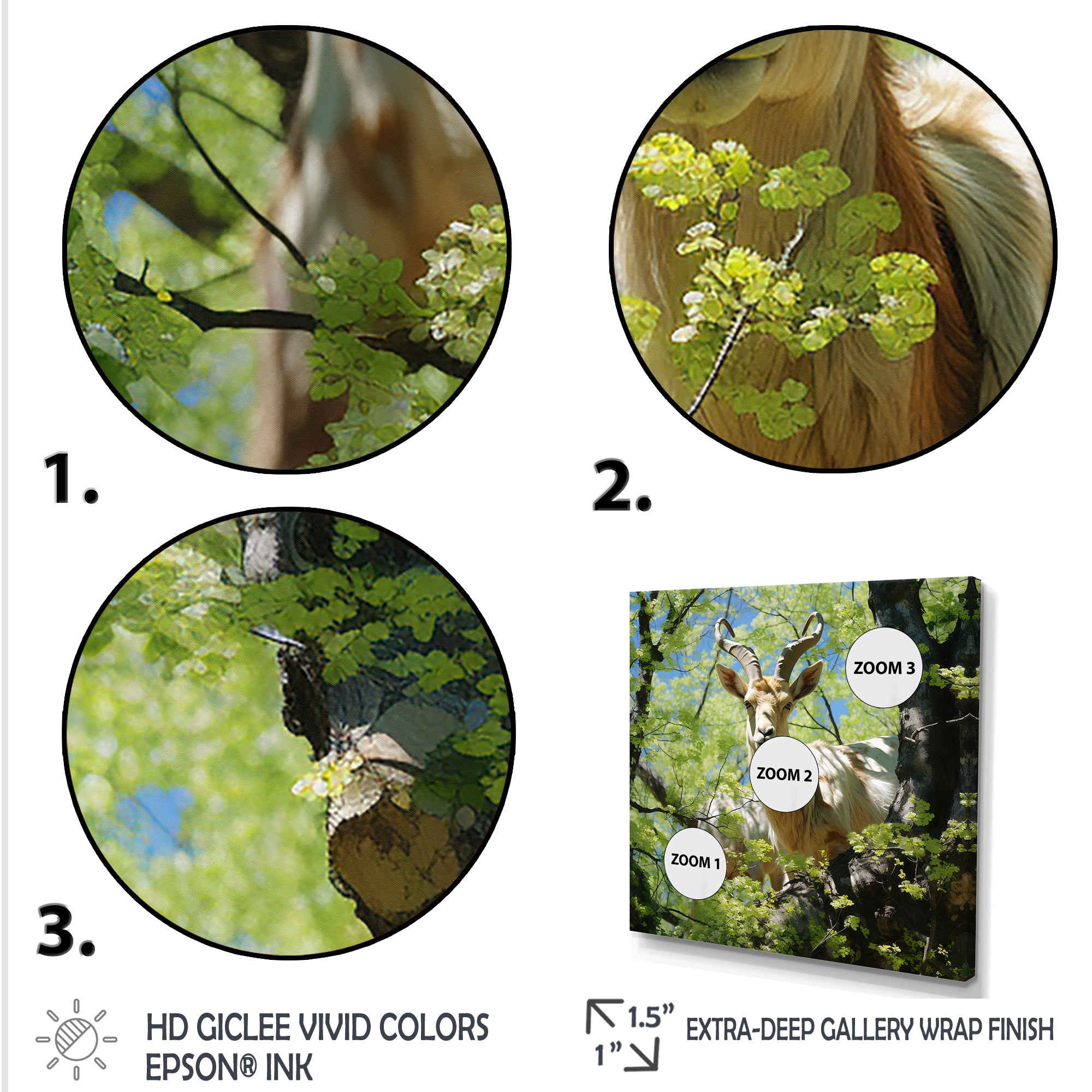 White Portrait of Pastoral Goat in forest - White Goat Wall Art