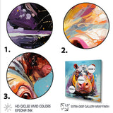 Blue Colorful Hippo harmony - Hippopotamus Framed Canvas Art