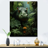 Green Vibrant Hippo Portrait - Hippopotamus Wall Art Prints