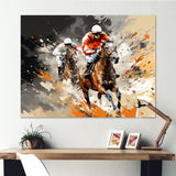 Brown Horse Racing Frenzy - Horse Racing Canvas Wall Art