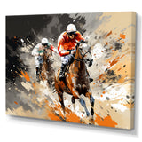 Brown Horse Racing Frenzy - Horse Racing Canvas Wall Art