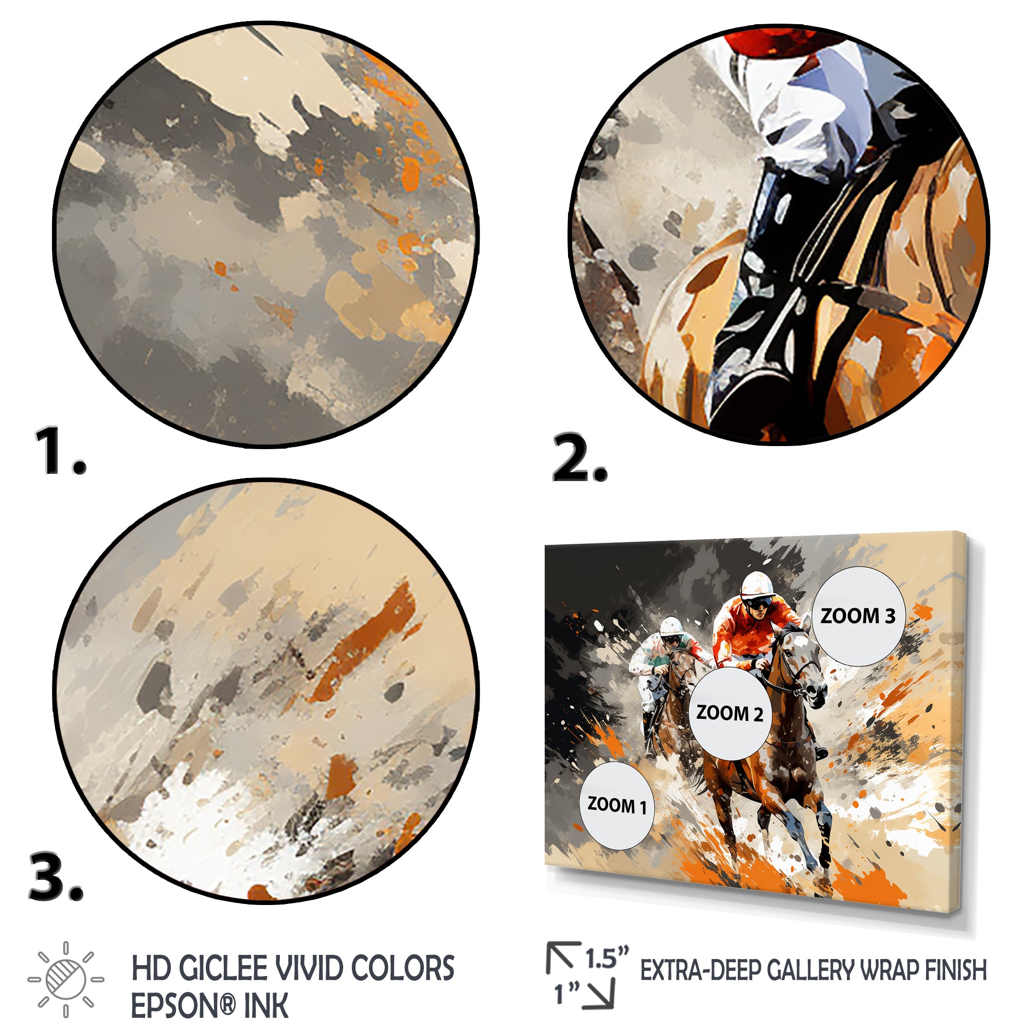 Brown Horse Racing Frenzy - Horse Racing Canvas Wall Art