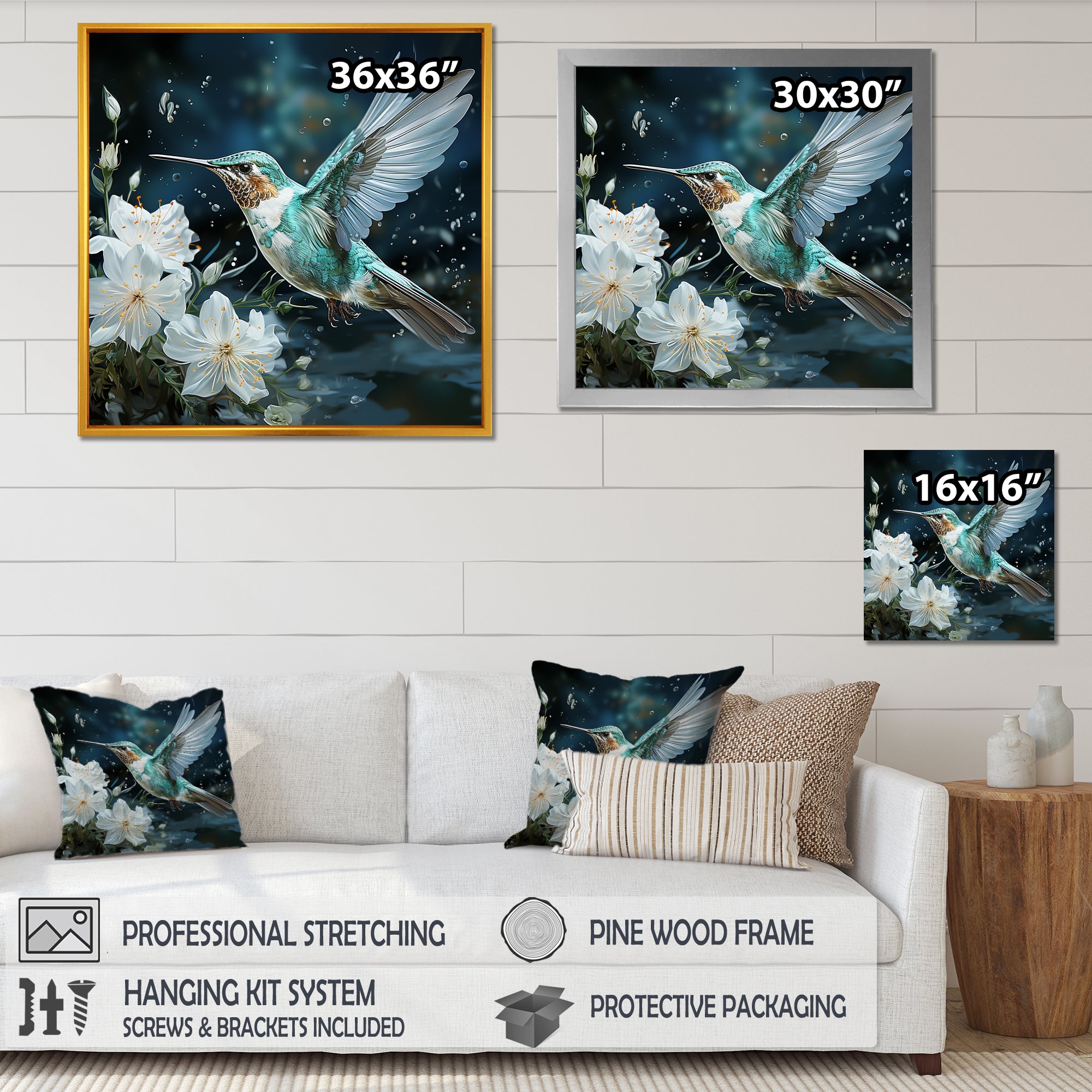 Green floral dancing Hummingbird - Hummingbird Wall Decor