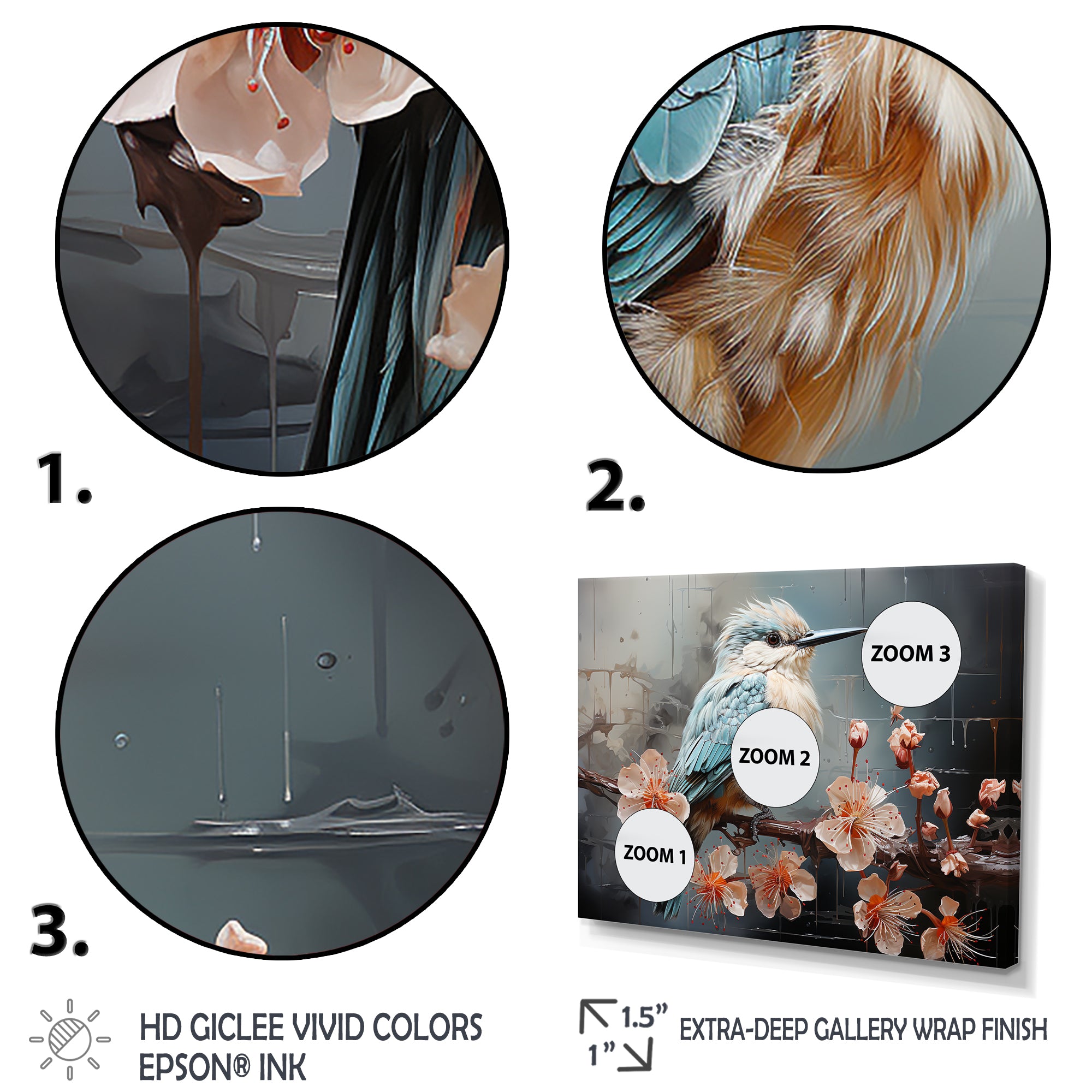 Blue floral dancing Hummingbird - Hummingbird Wall Art Prints