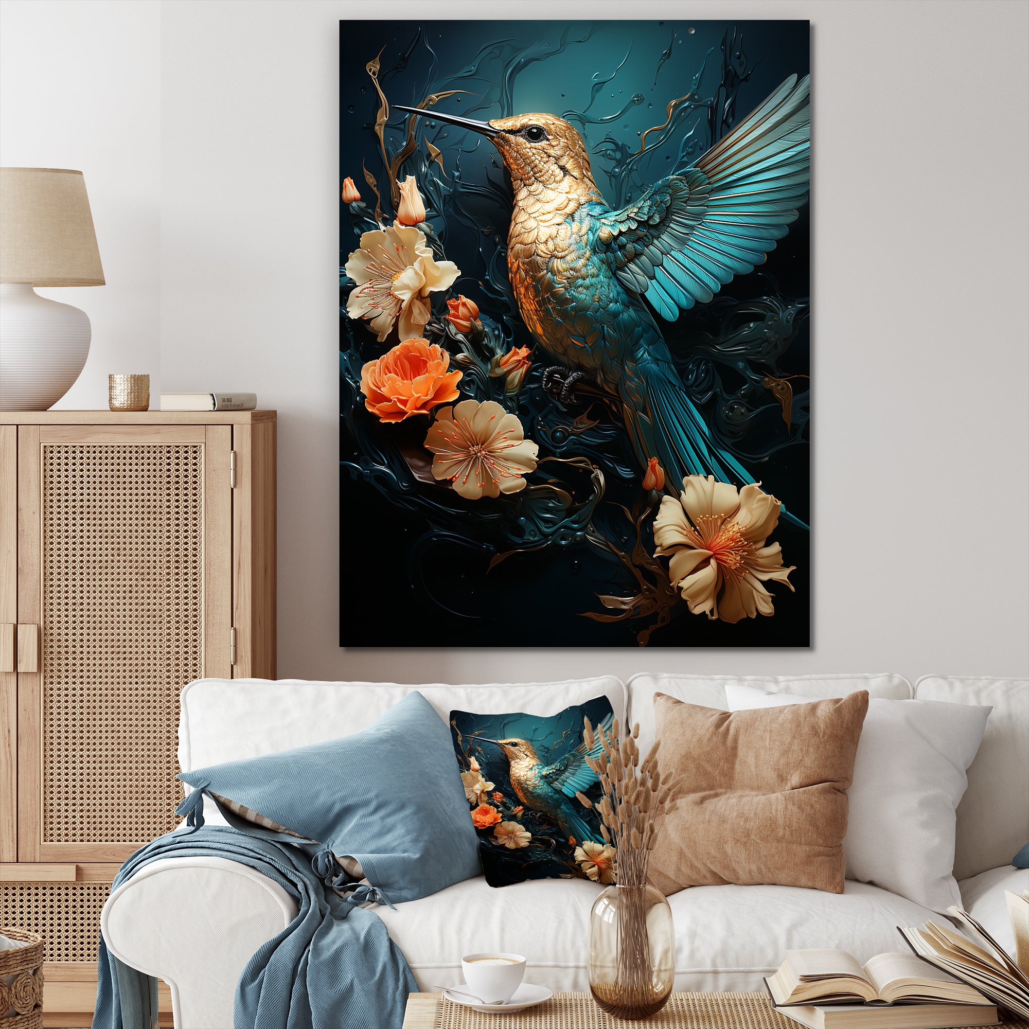 Blue Essence of Emerald Hummingbird - Hummingbird Wall Art Prints