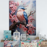 Blue bird among florals - Bird Home Decor Art