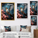 Blue Floral Flight hummingbird - Hummingbird Bedroom Wall Art