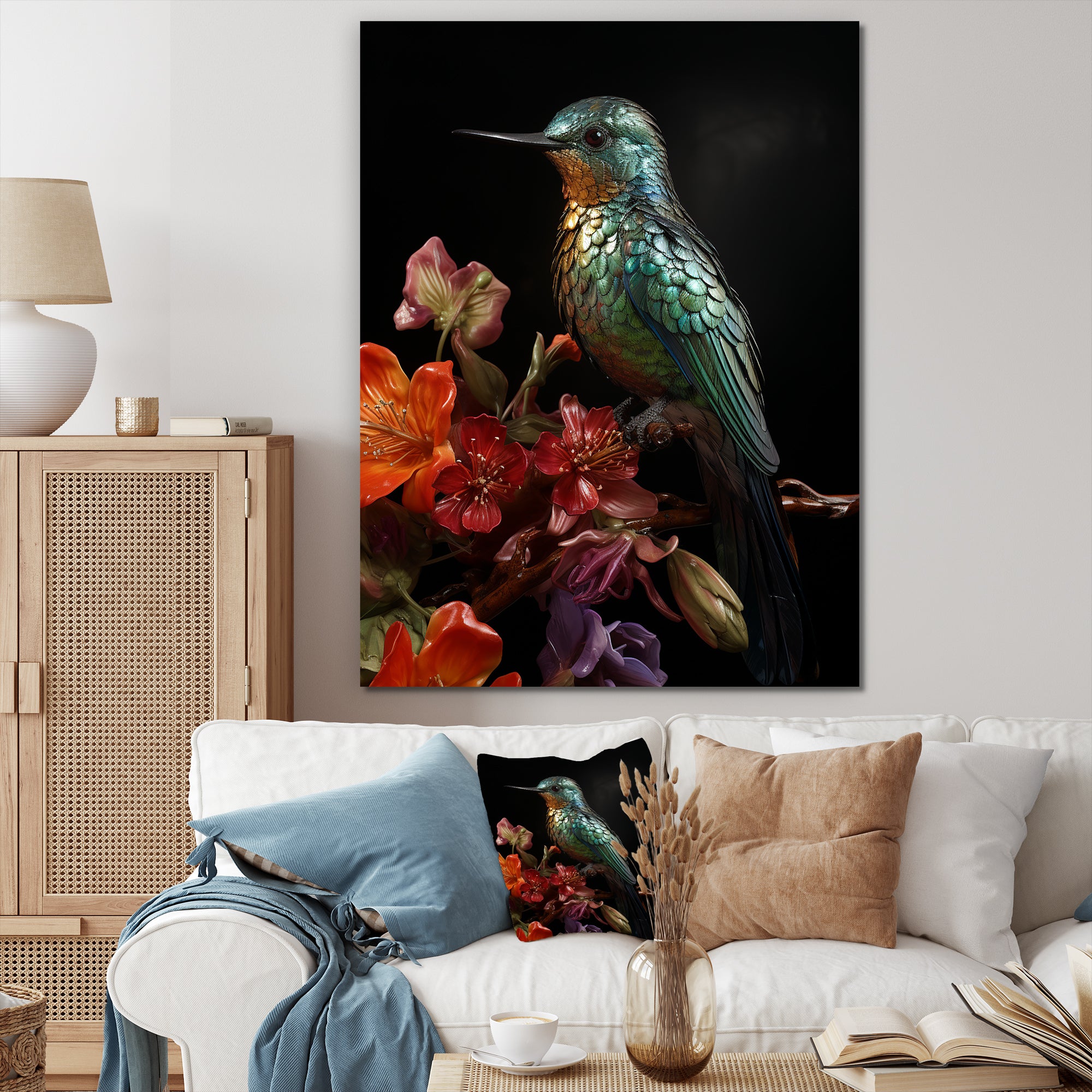 Neotropical blue Hummingbird - Green Hummingbird Wall Art