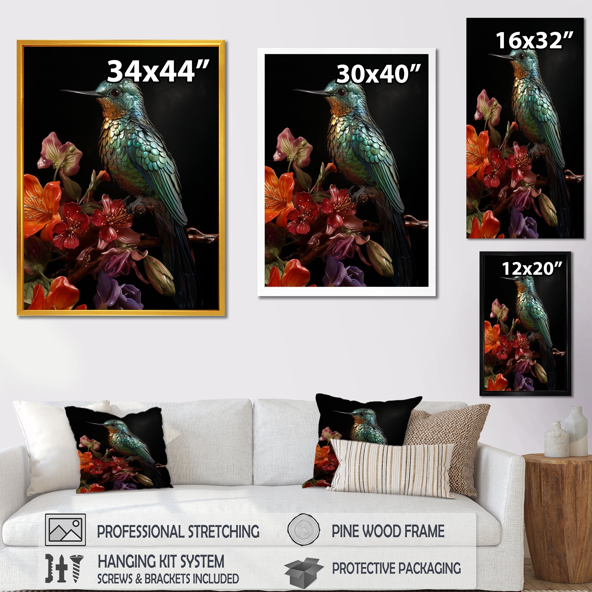 Neotropical blue Hummingbird - Green Hummingbird Wall Art