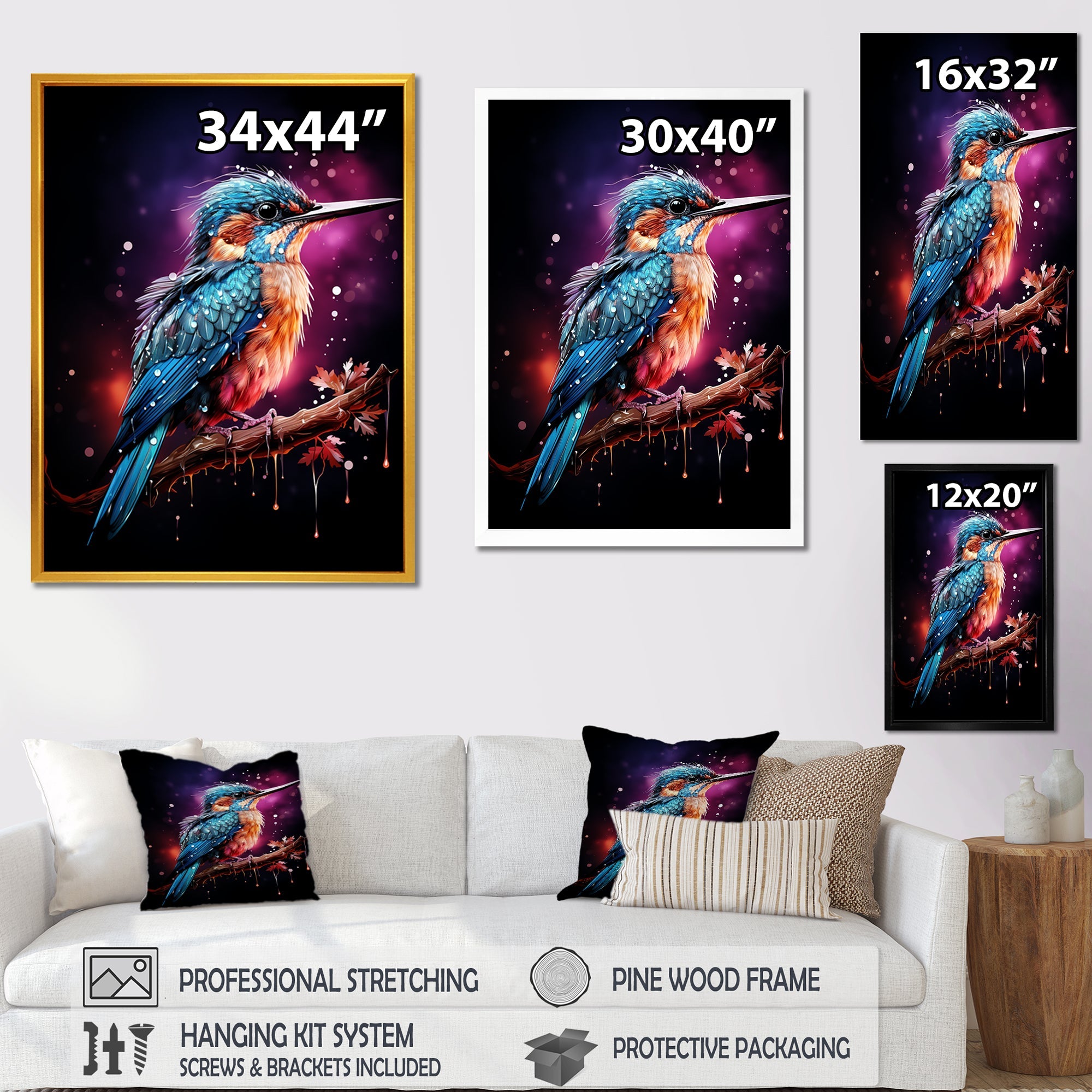 Blue Hummingbird twilight - Hummingbird Wall Decor