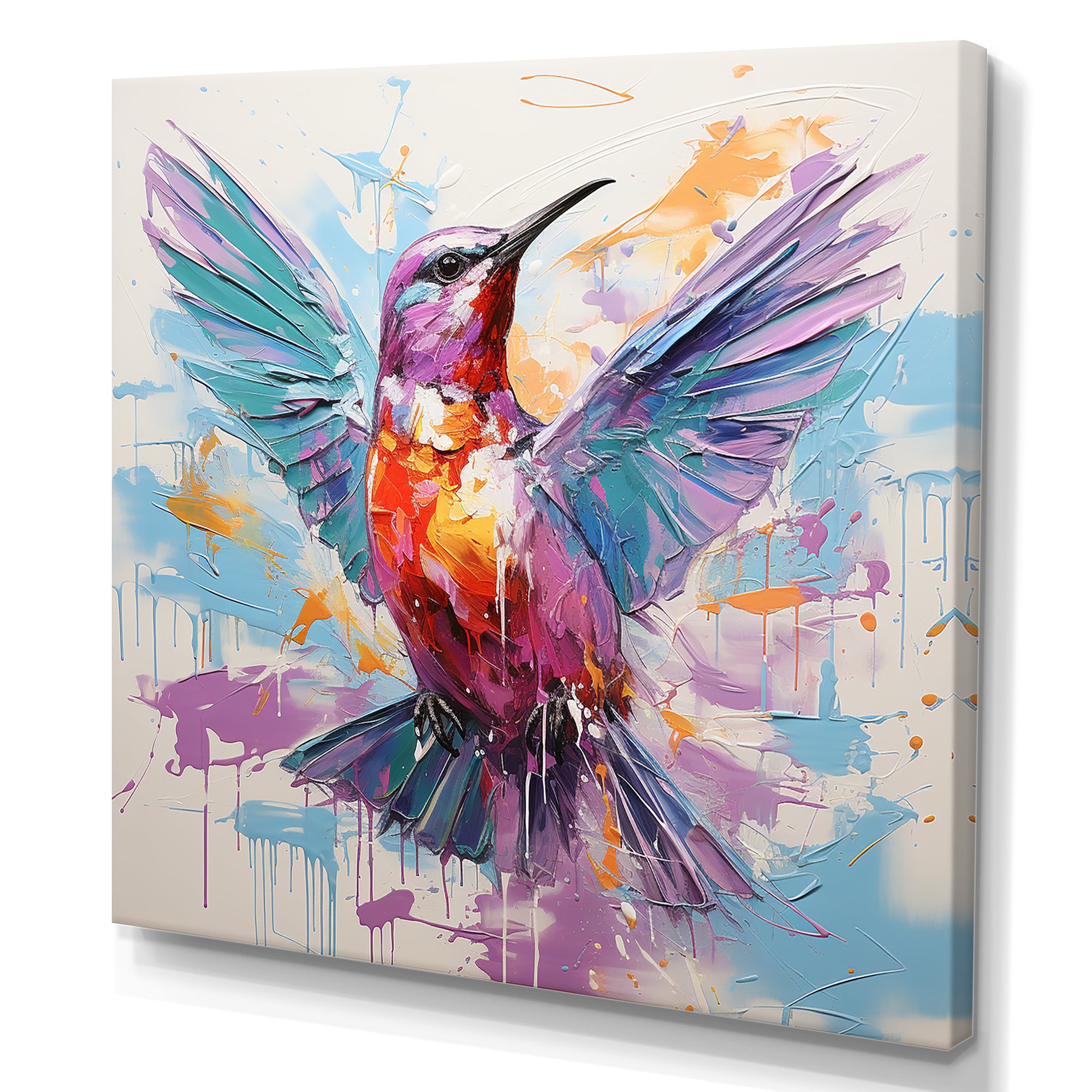 Blue and purple Vibrant hummingbird - Blue Hummingbird Wall Art