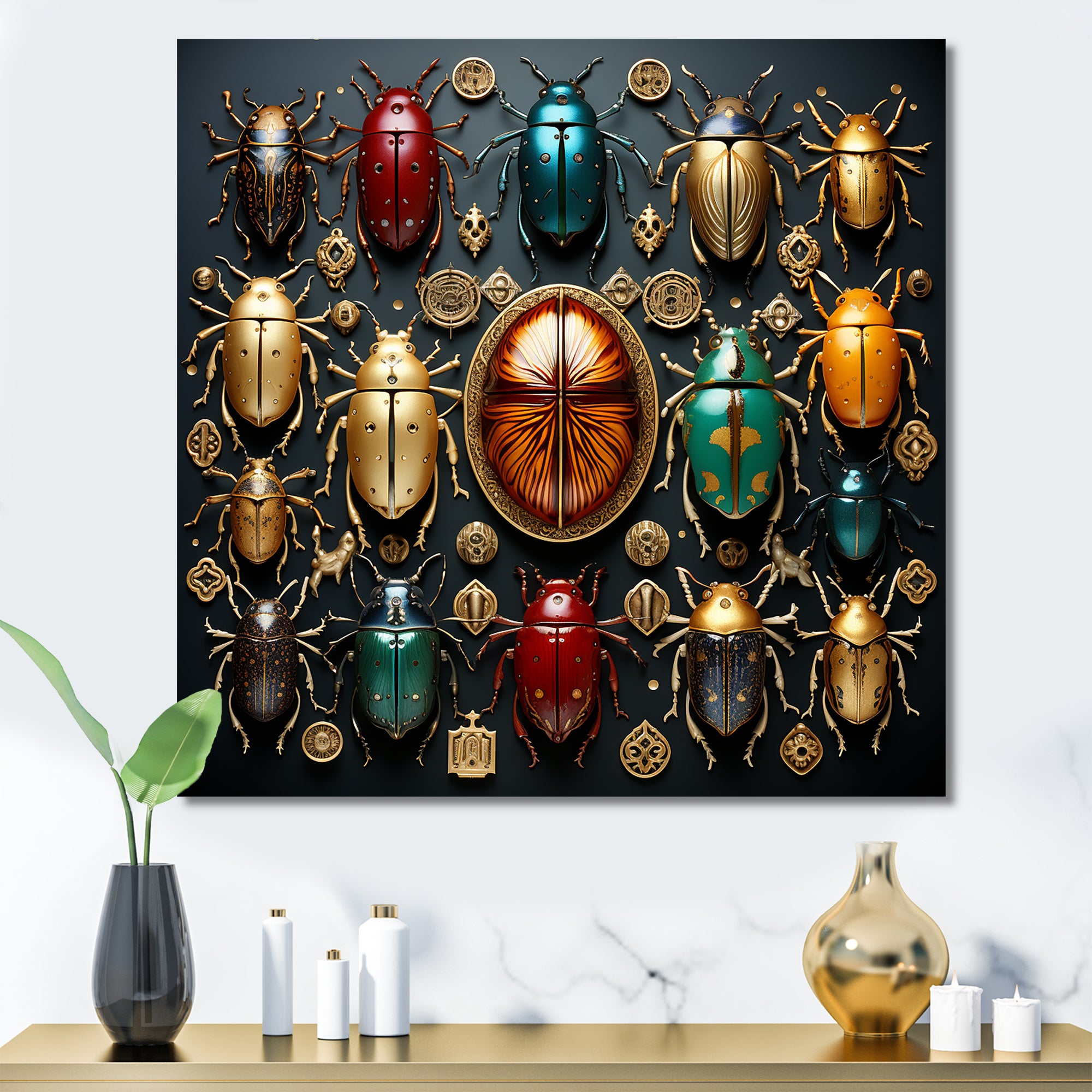 Colorful mystical beetles - Insects & Bugs Wall Art Prints