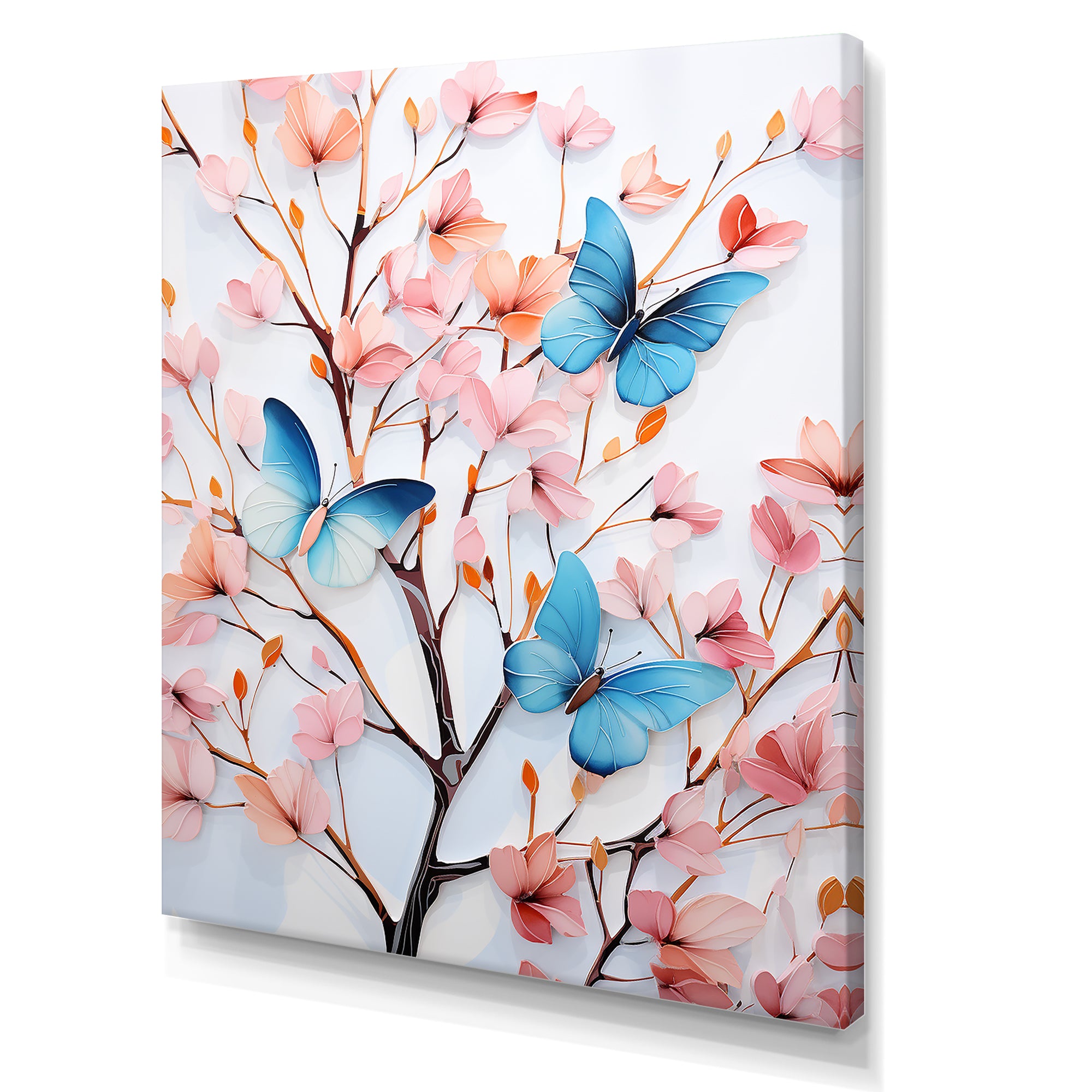 Charming spring Butterflies in pink and blue - Insects & Bugs Wall Art Prints