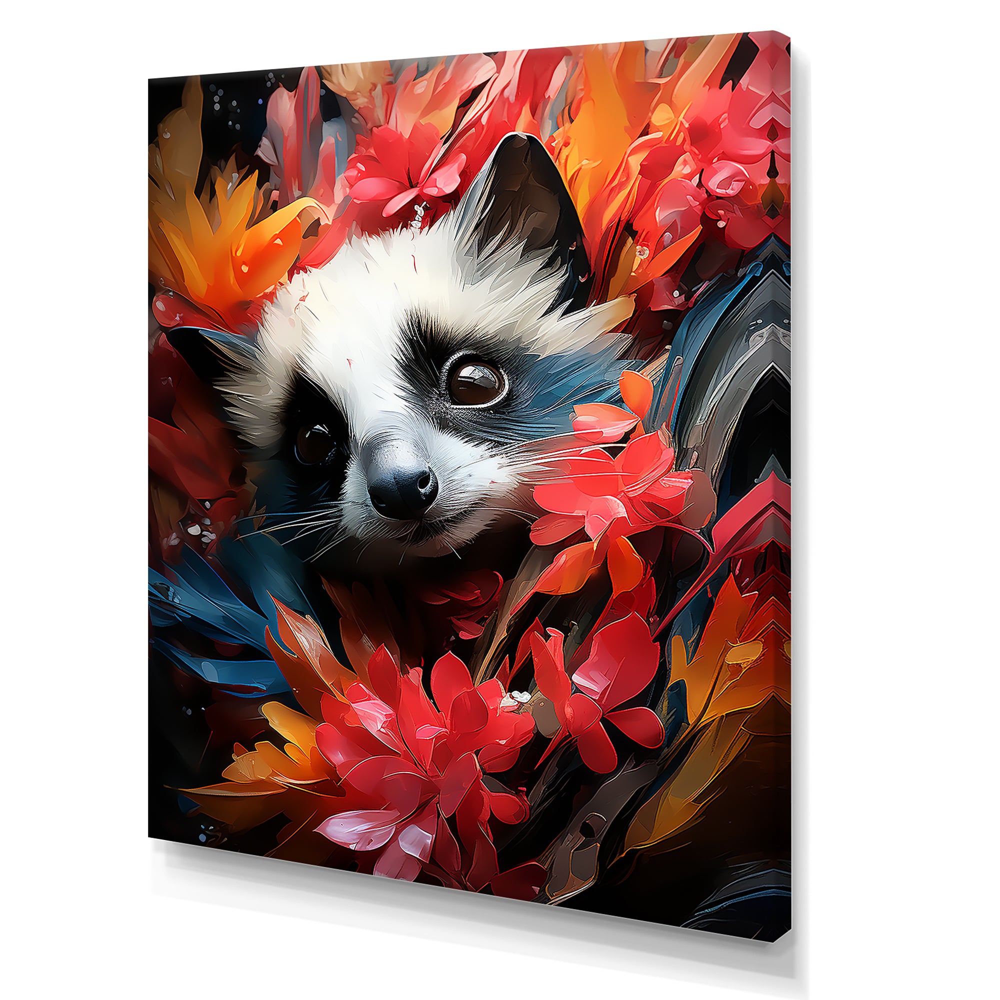 Pink and white floral Meerkat portrait - Meercat Wall Decor