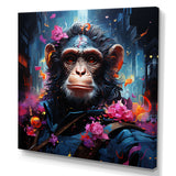 Floral Monkey warrior - Monkey Canvas Wall Art