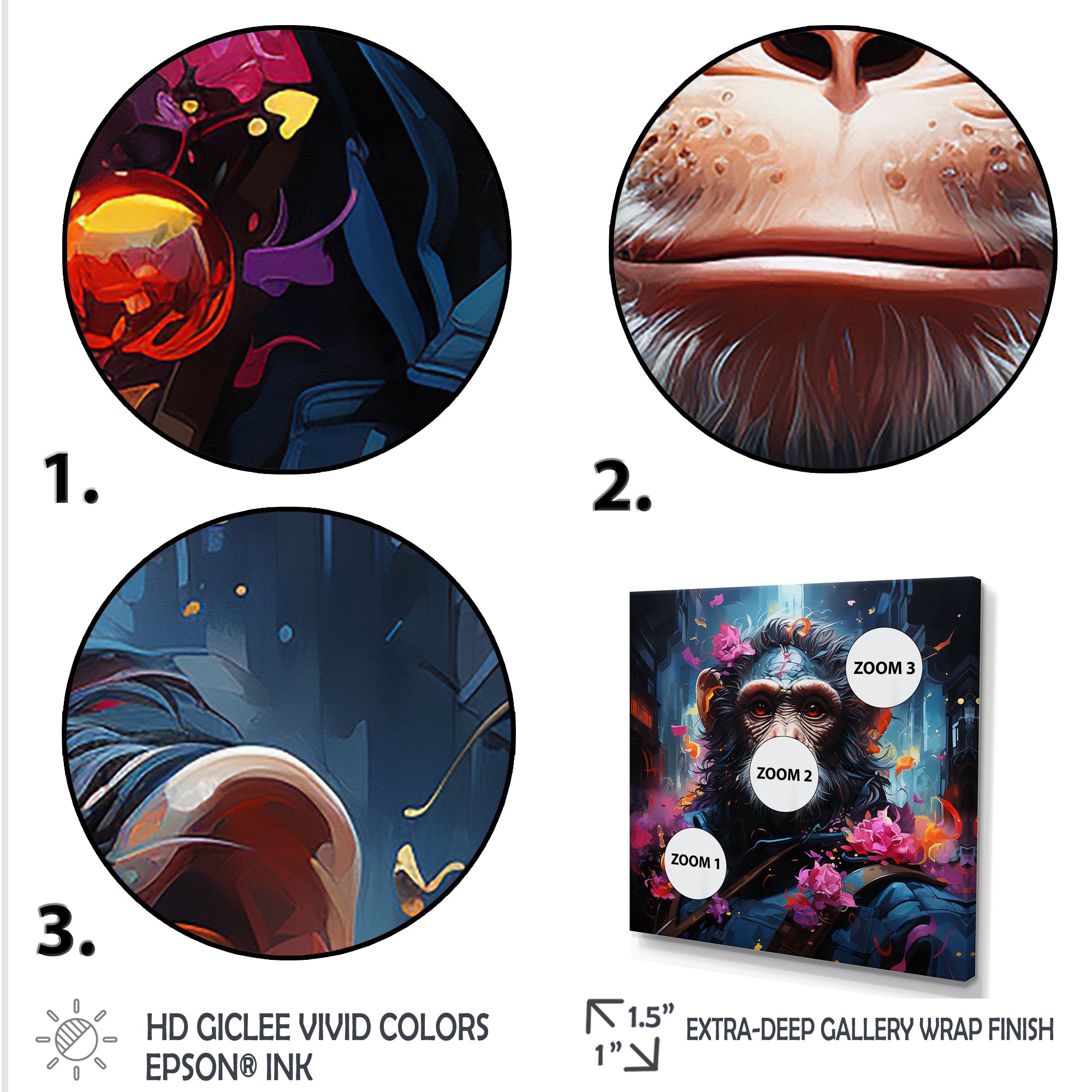 Floral Monkey warrior - Monkey Canvas Wall Art