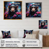 Floral Monkey warrior - Monkey Canvas Wall Art