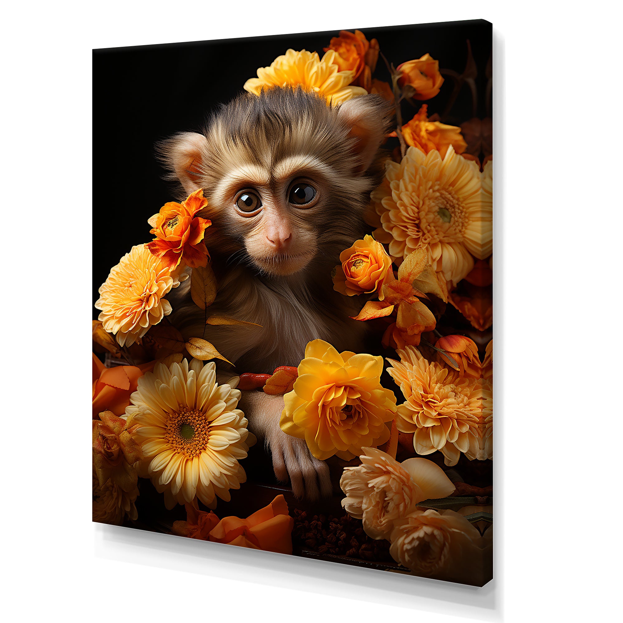 Yellow Autumn Monkey Palette - Monkey Canvas Wall Art