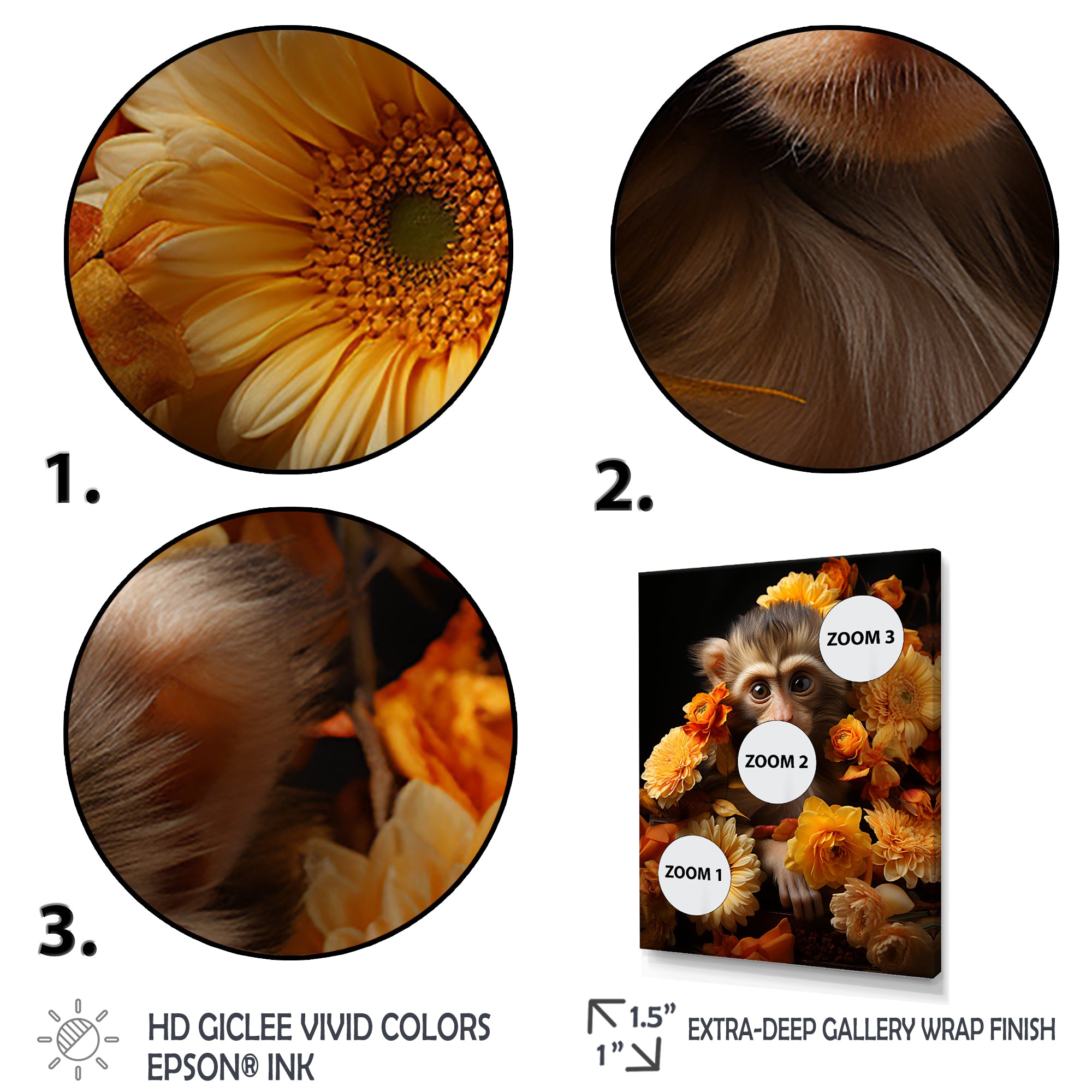 Yellow Autumn Monkey Palette - Monkey Canvas Wall Art