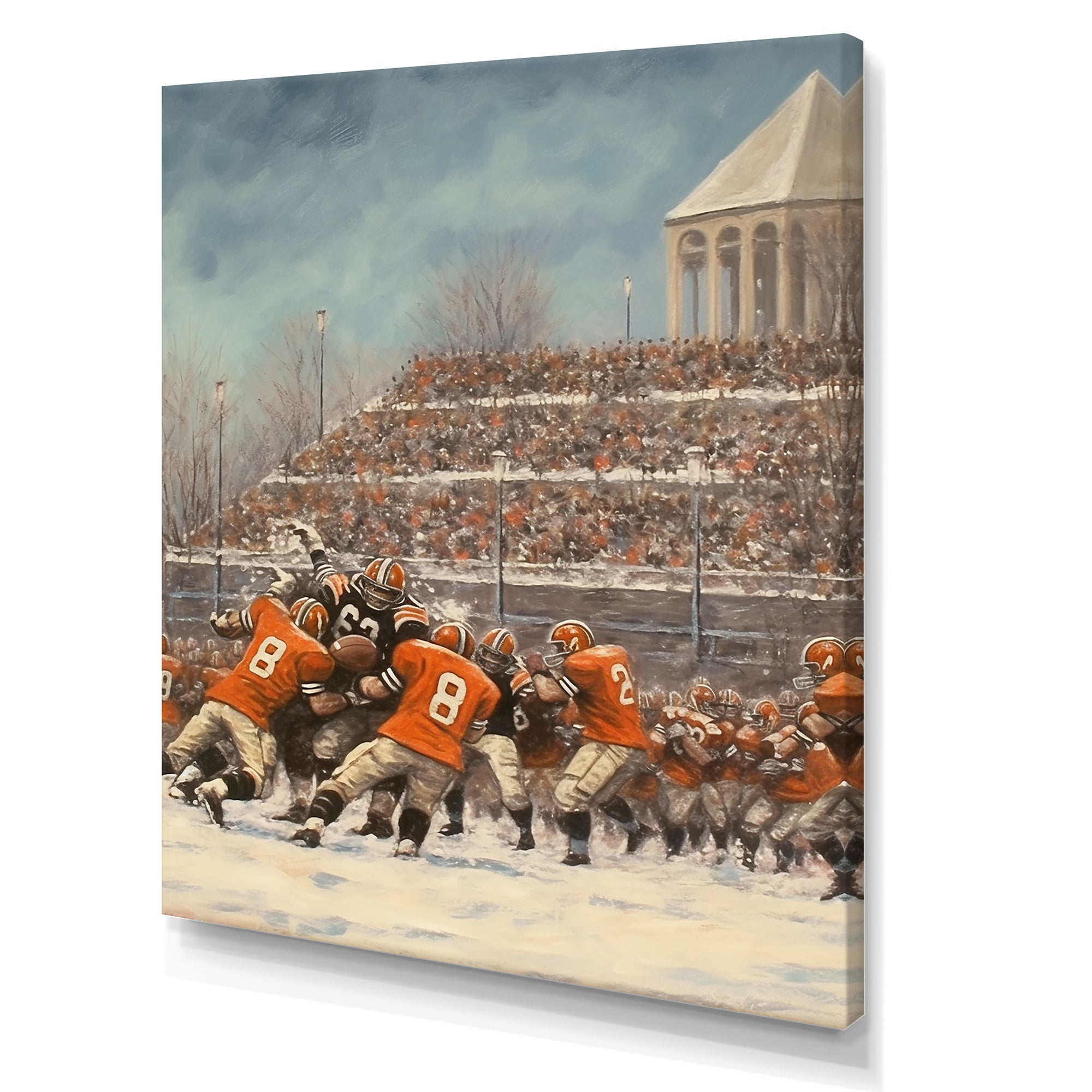 Orange 1970S Football Clash I - Football Canvas Wall Art