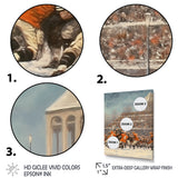 Orange 1970S Football Clash I - Football Canvas Wall Art