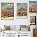 Orange 1970S Football Clash I - Football Canvas Wall Art
