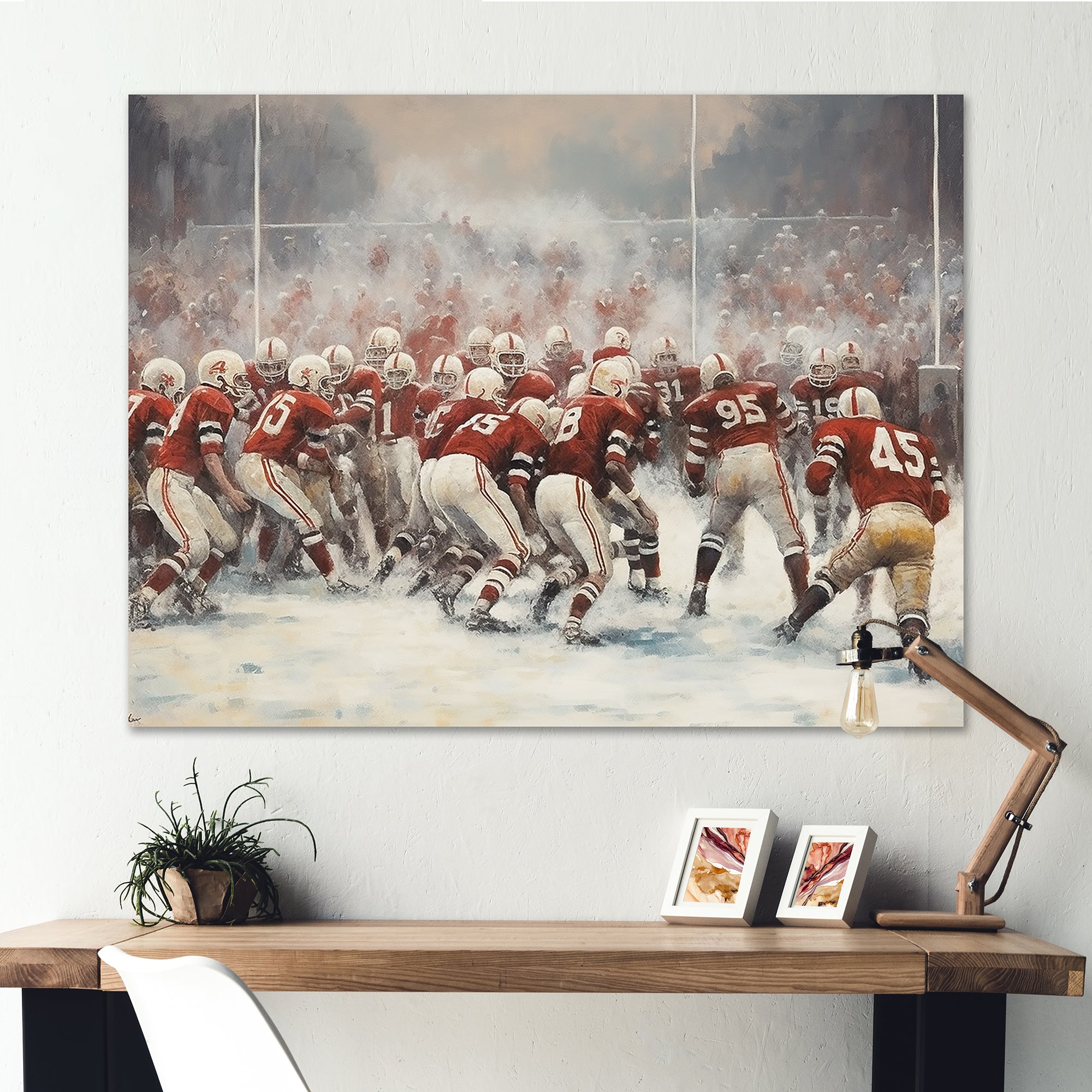 Red Sporting Football Game - Sport Football Canvas Wall Art