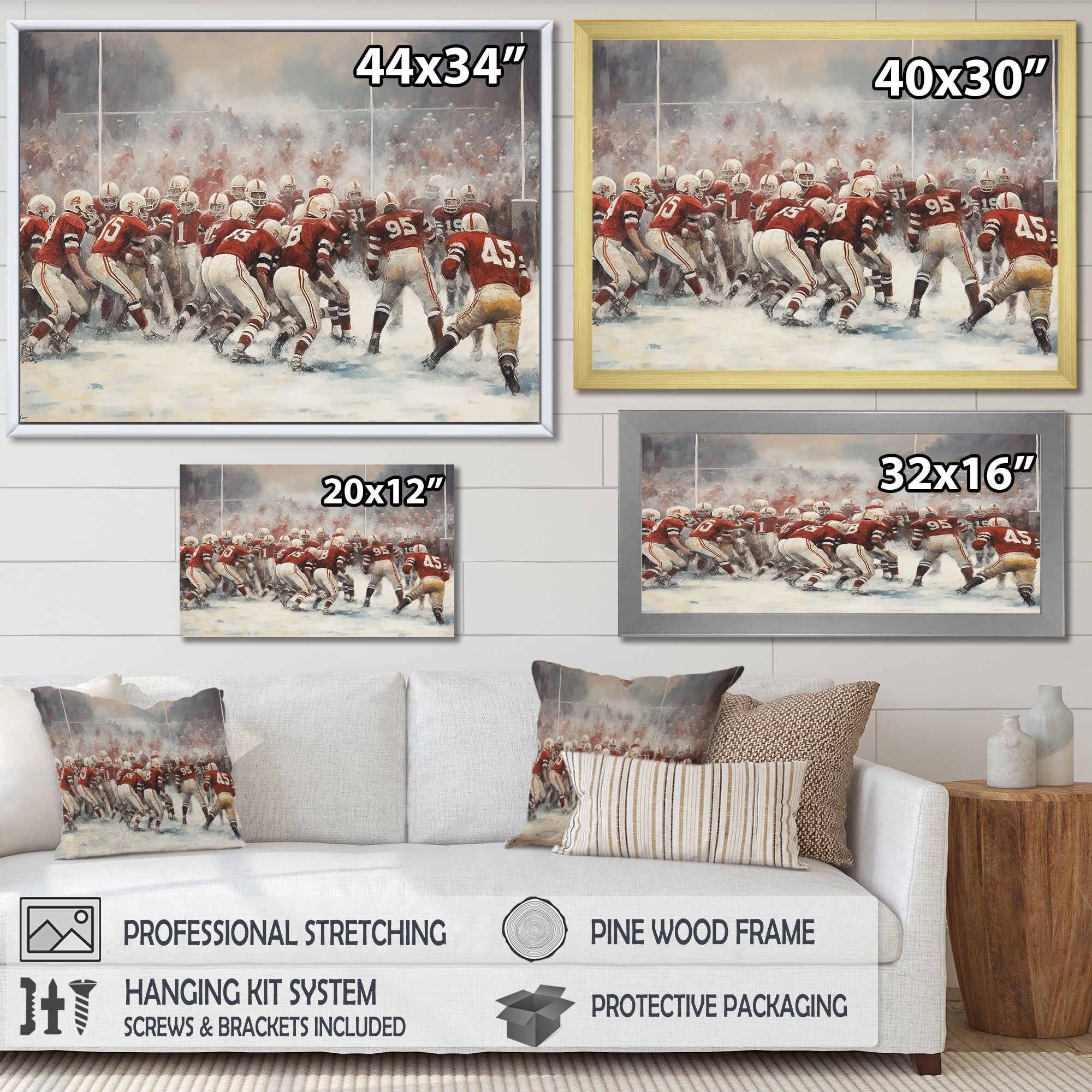 Red Sporting Football Game - Sport Football Canvas Wall Art