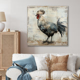 Grey Roosters Farm yard freedom - Rooster Canvas Wall Art