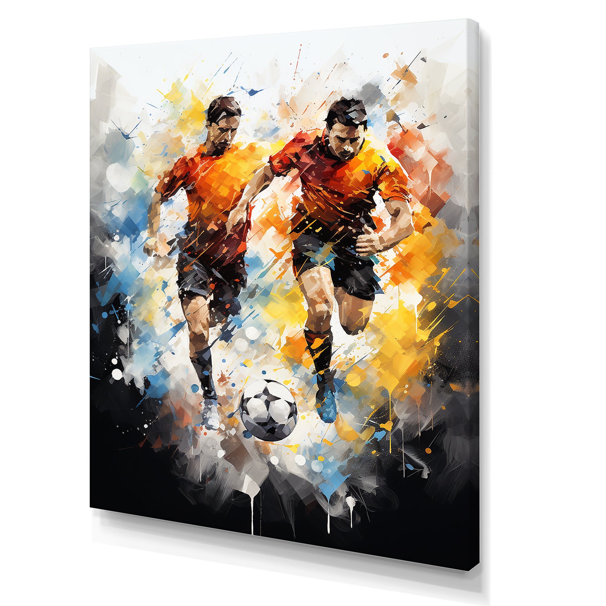 Abstract Soccer Players During Game I - Soccer Canvas Wall Art