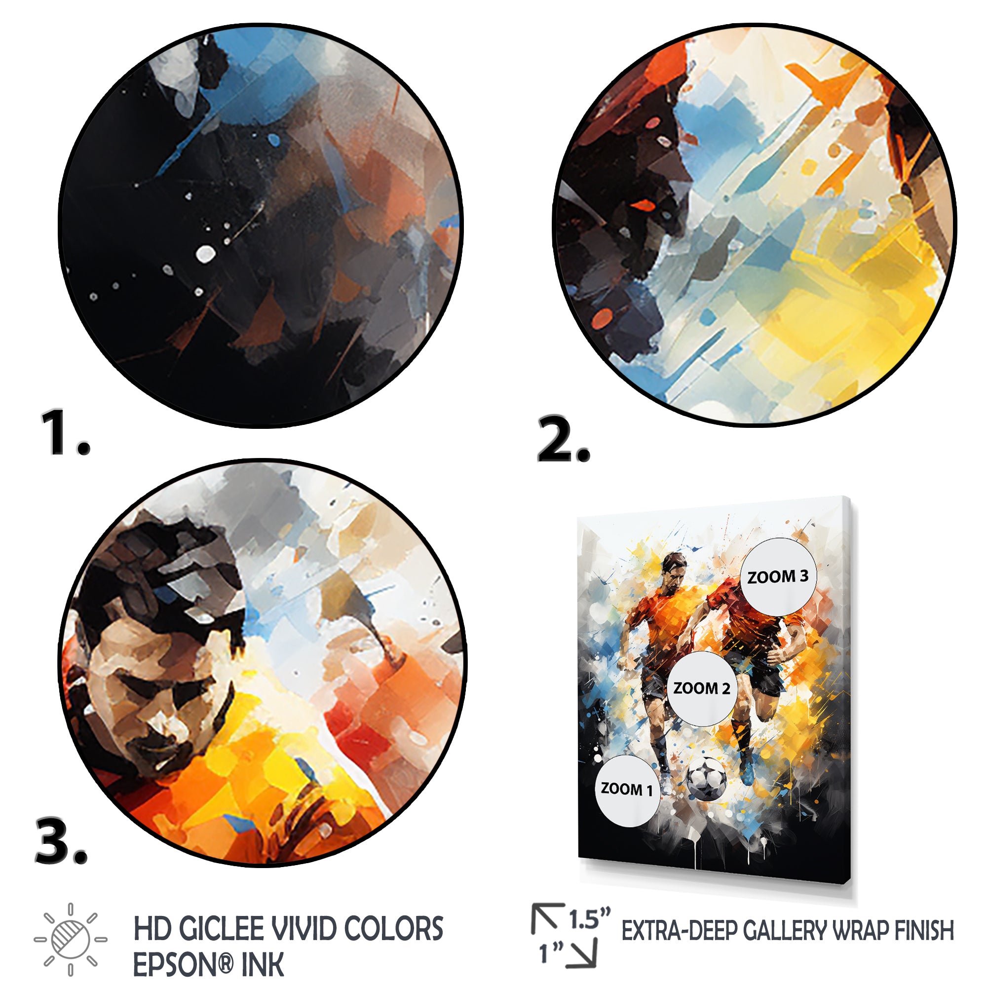 Abstract Soccer Players During Game I - Soccer Canvas Wall Art