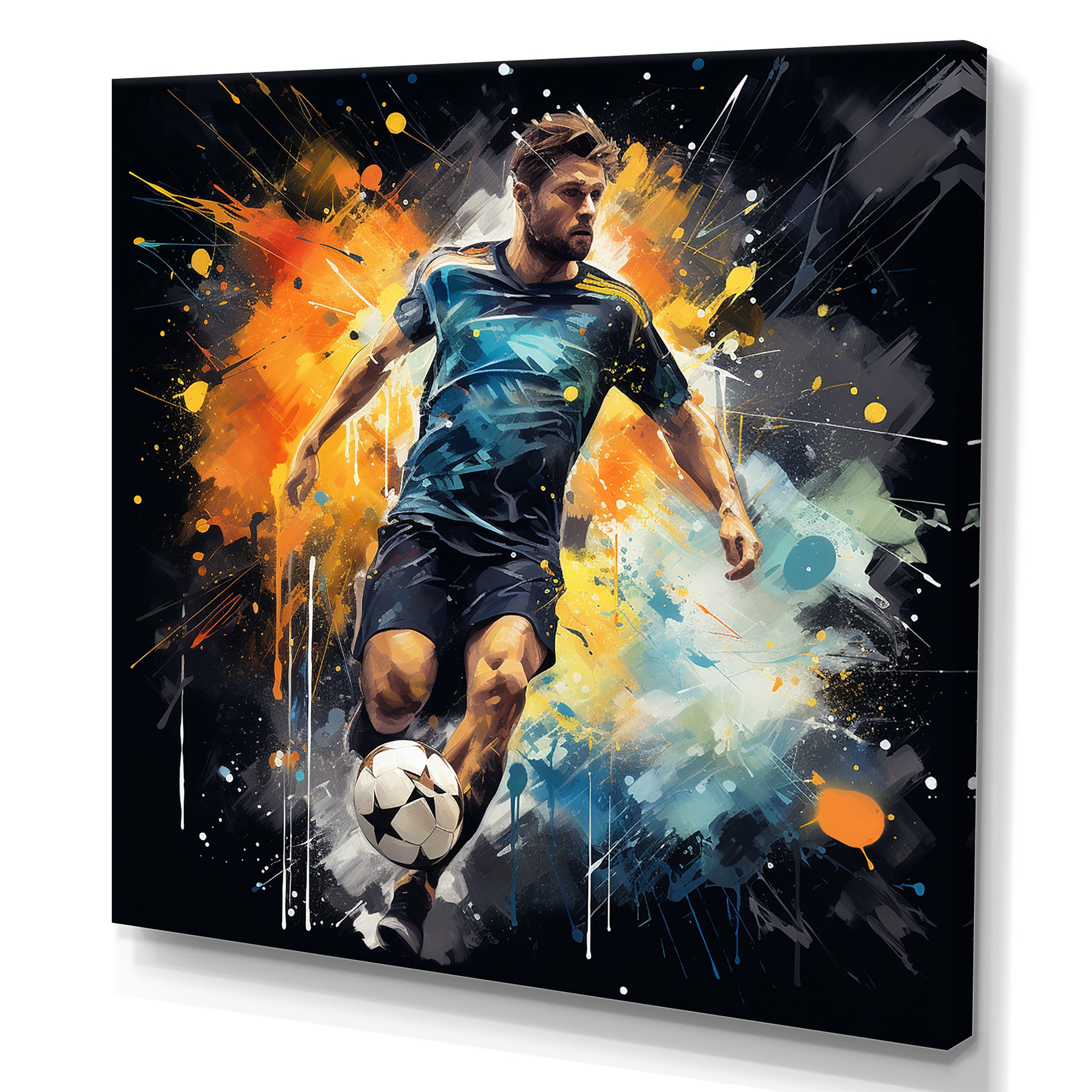 Green And Yellow Soccer Player I - Soccer Canvas Wall Art