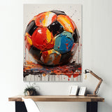 Red And Orange Soccer Ball - Soccer Canvas Wall Art