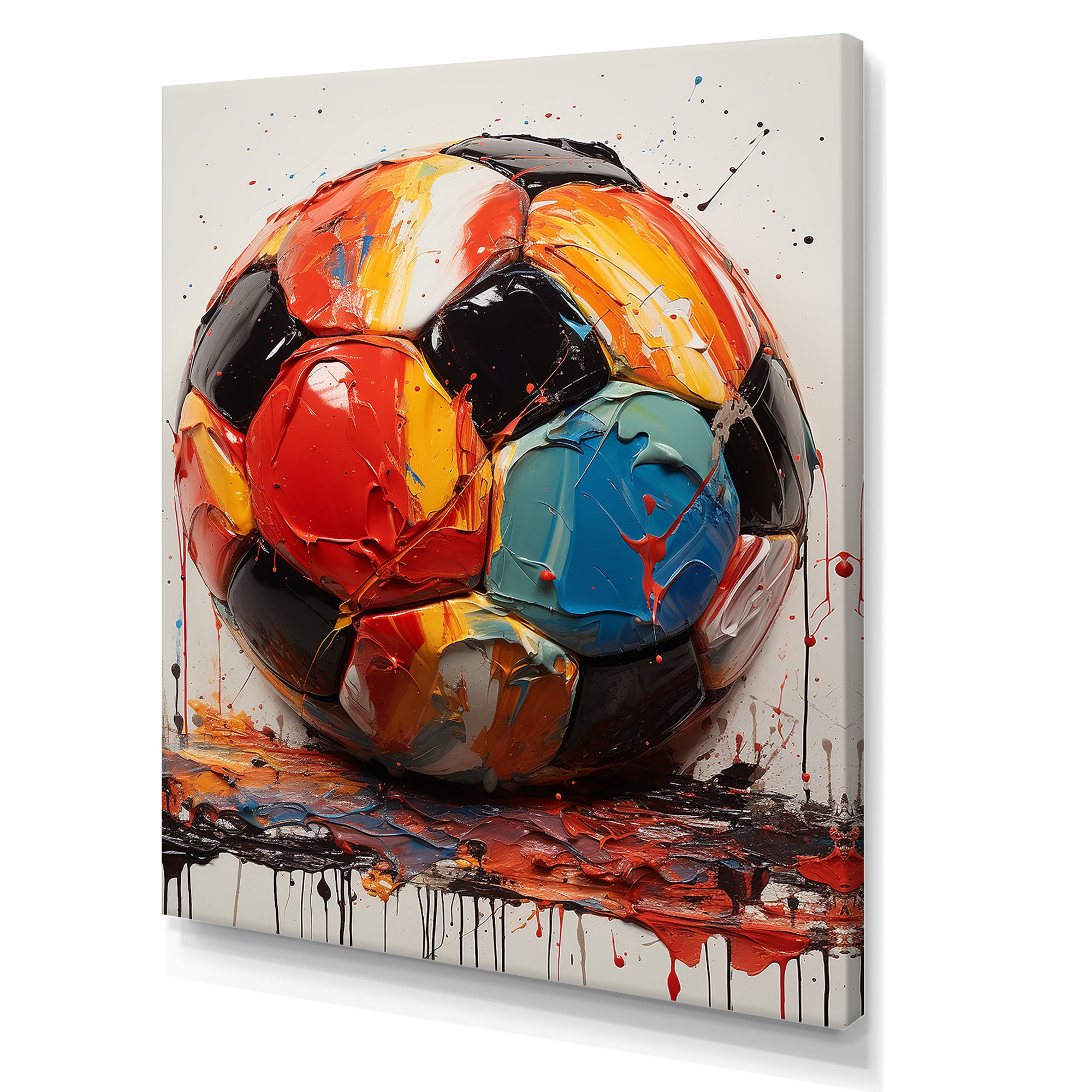 Red And Orange Soccer Ball - Soccer Canvas Wall Art