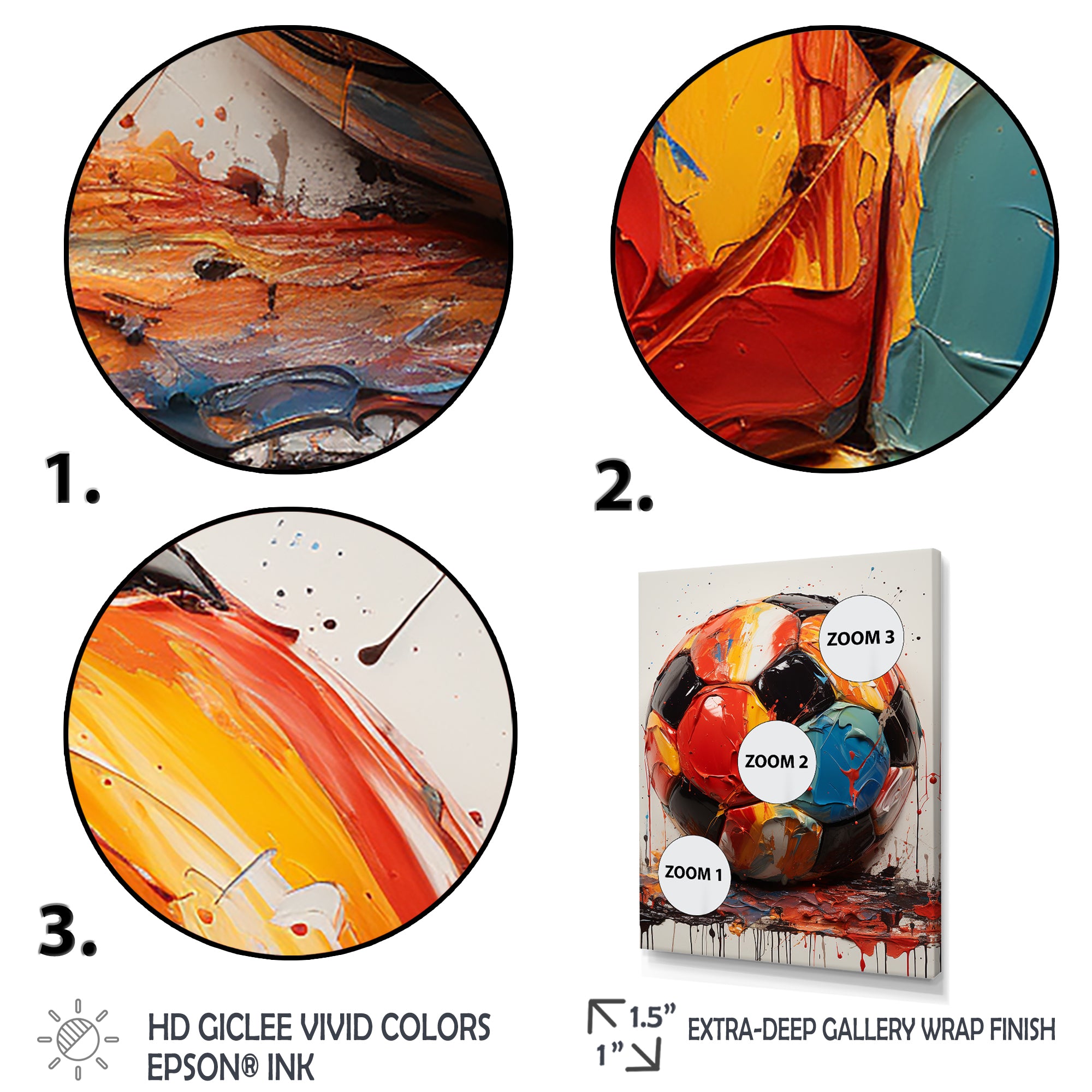 Red And Orange Soccer Ball - Soccer Canvas Wall Art