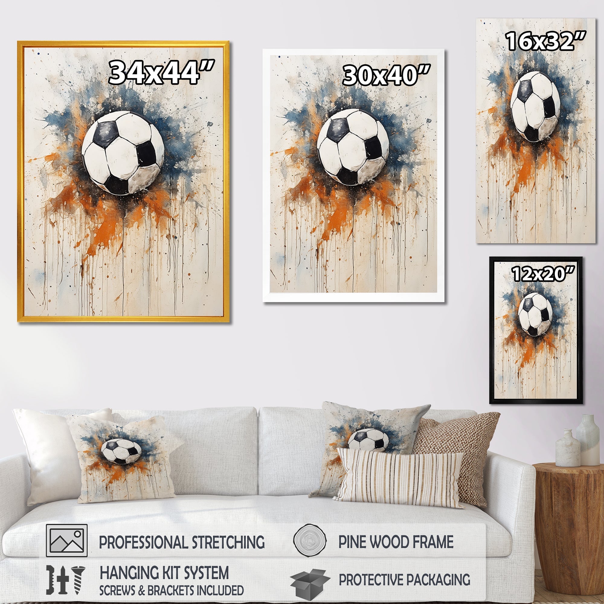 World Cup Beige Soccer Ball - Soccer Canvas Wall Art