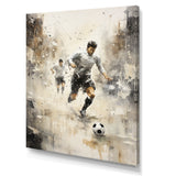 Grey Minimalist Soccer Encounter I - Soccer Canvas Wall Art