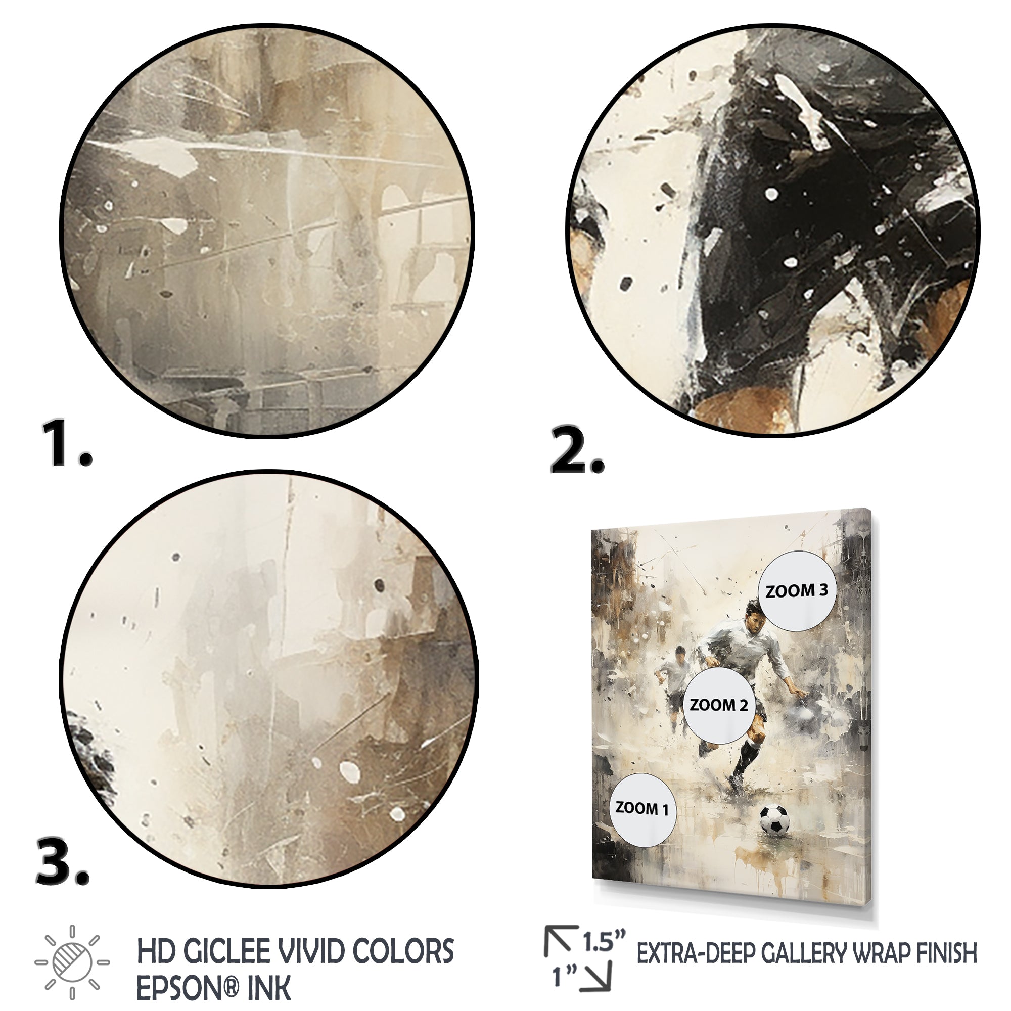 Grey Minimalist Soccer Encounter I - Soccer Canvas Wall Art