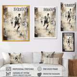 Grey Minimalist Soccer Encounter I - Soccer Canvas Wall Art
