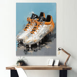Grey And Orange Soccer Shoes - Soccer Canvas Wall Art
