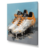 Grey And Orange Soccer Shoes - Soccer Canvas Wall Art