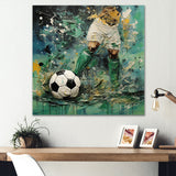Green Abstract Soccer Player - Soccer Canvas Wall Art