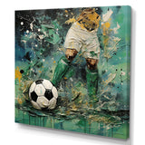 Green Abstract Soccer Player - Soccer Canvas Wall Art