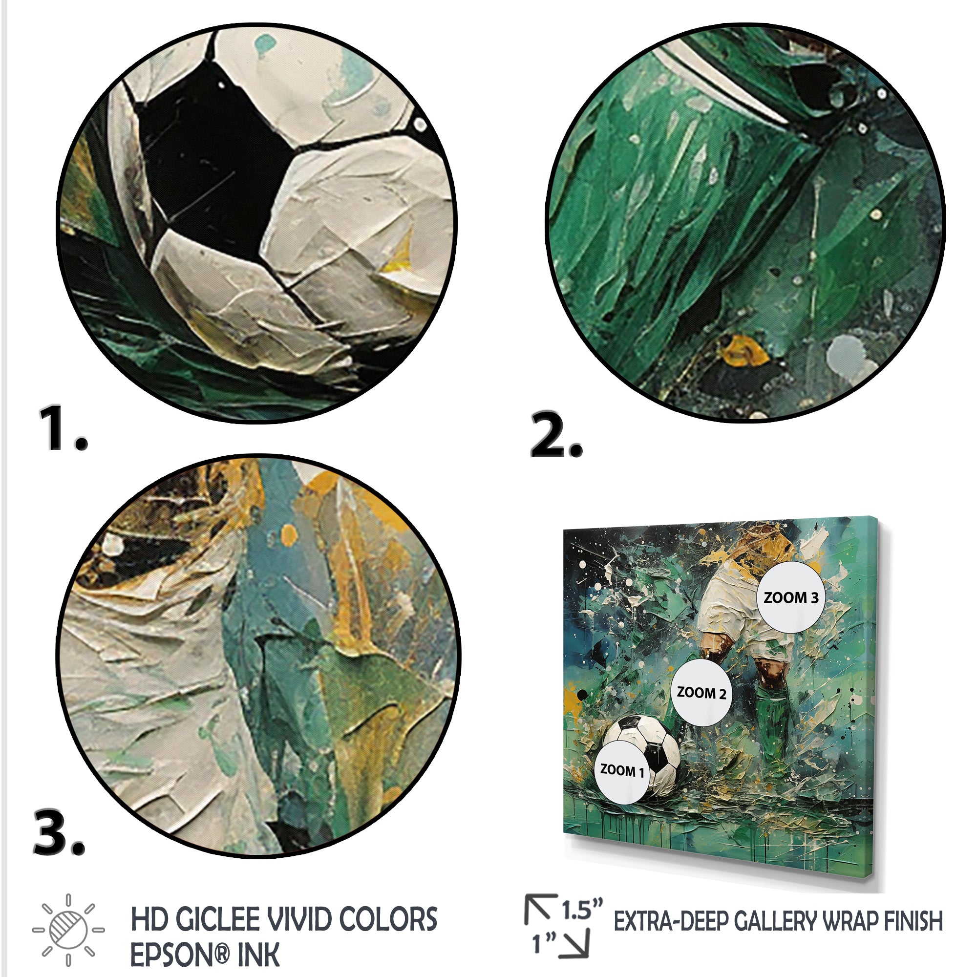 Green Abstract Soccer Player - Soccer Canvas Wall Art