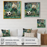 Green Abstract Soccer Player - Soccer Canvas Wall Art
