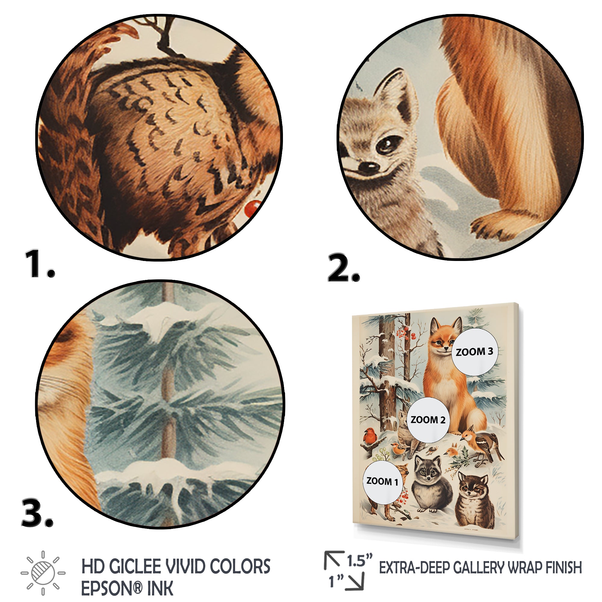 Winter Animal fox with friends - Fox Home Decor Art